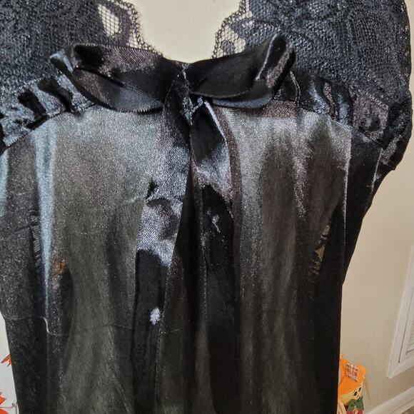 Shein Black Spaghetti Strap Lace Bodice Backless Babydoll Nightgown Sze 16 - Picture 7 of 8